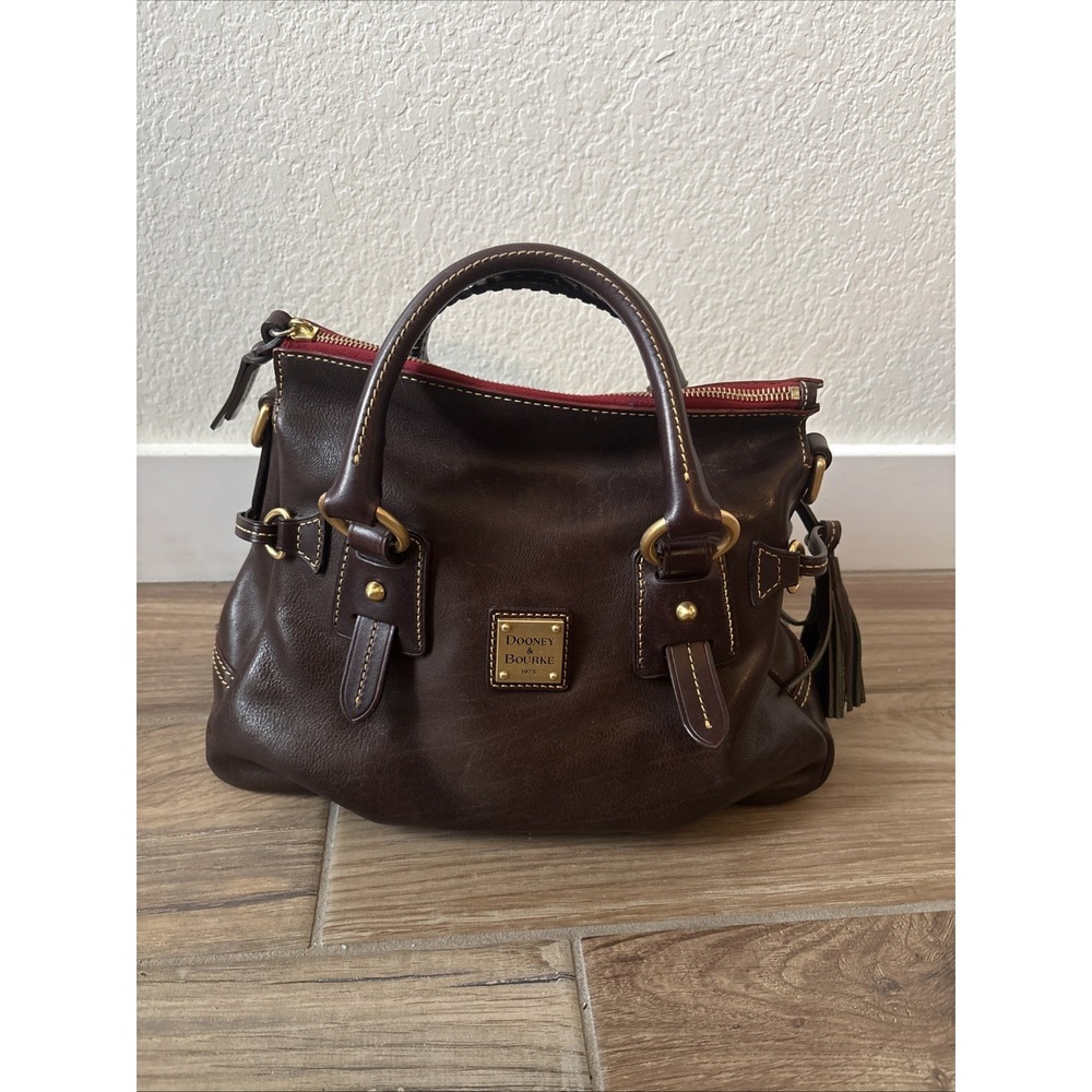 Dooney and Bourke Florentine leather satchel bag w/ new crossbody Brown Green